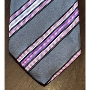 Cantini Gray Pink Purple 95% Silk 5% Cotton Men’s Neck Tie Made In Italy